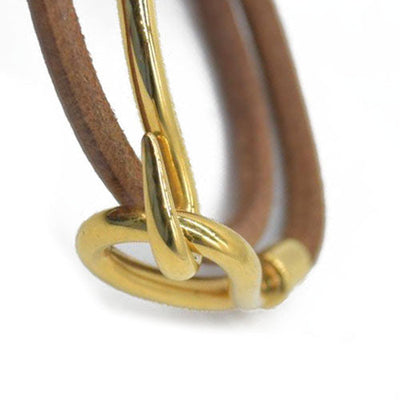 $435 Hermès Leather Jumbo Hook Double Tour Wrap Bracelet