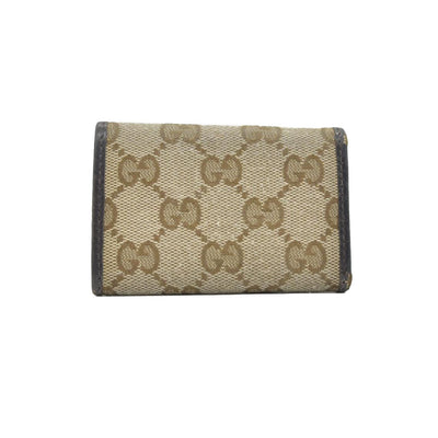 $390 GUCCI GG Canvas Logo Plate 6 Ring Key Case Beige