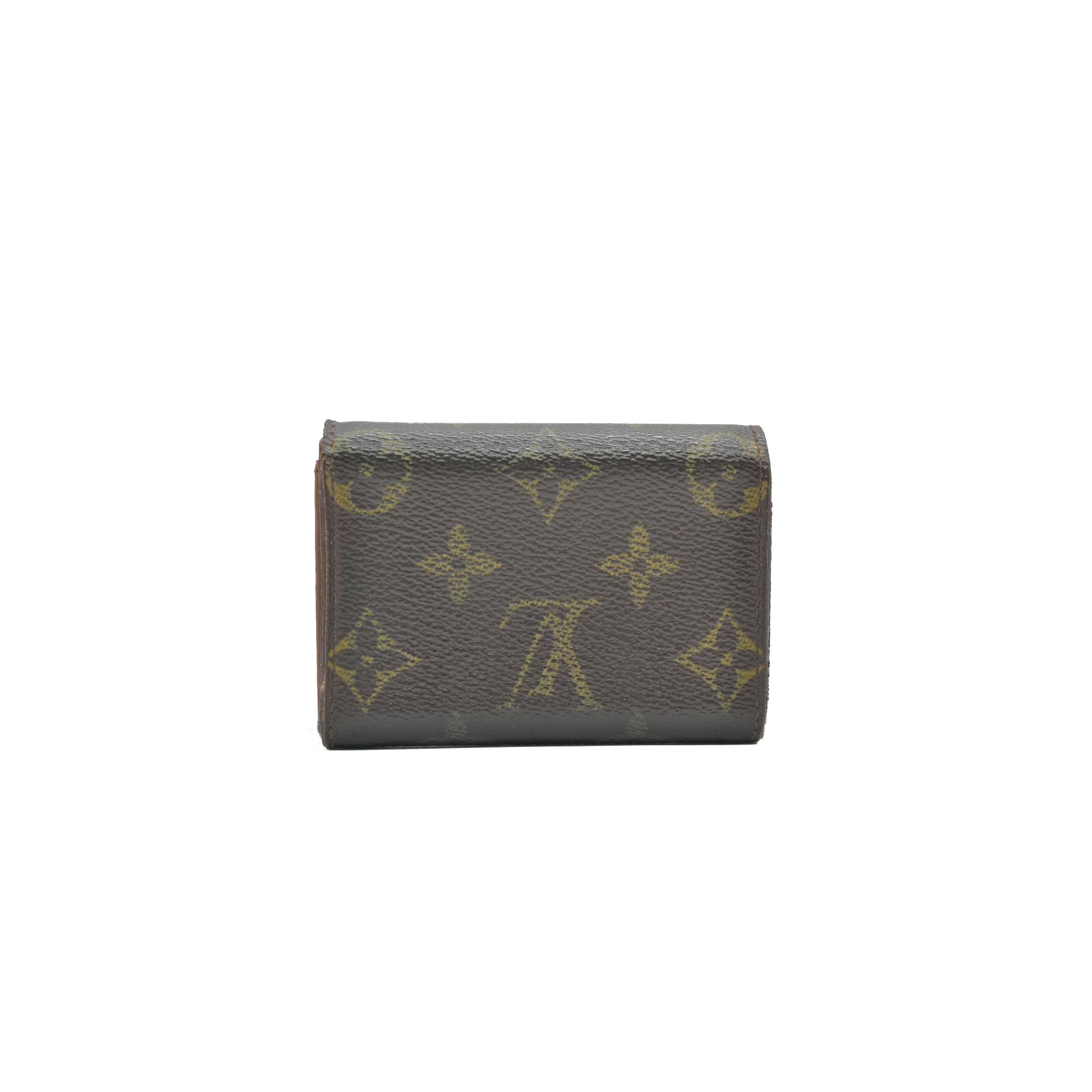 $435 Louis Vuitton Monogram Porte Monnaie Plat Coin Purse Wallet Brown MI0045