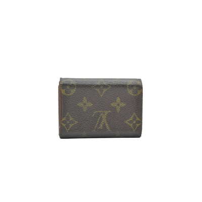 $435 Louis Vuitton Monogram Porte Monnaie Plat Coin Purse Wallet Brown MI0045