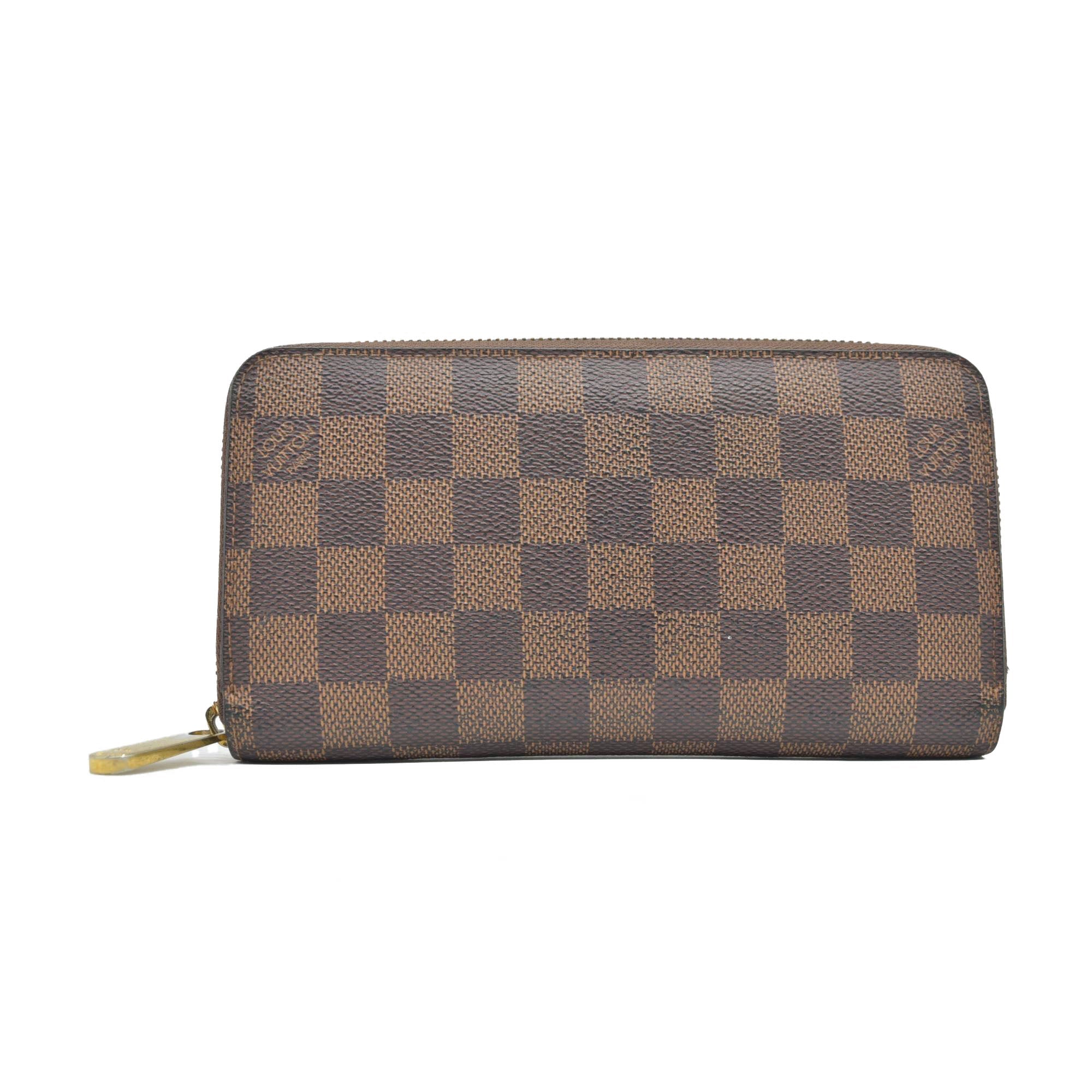 $915 2012 Louis Vuitton Damier Zippy Zip Around Long Wallet Purse Brown MI4182