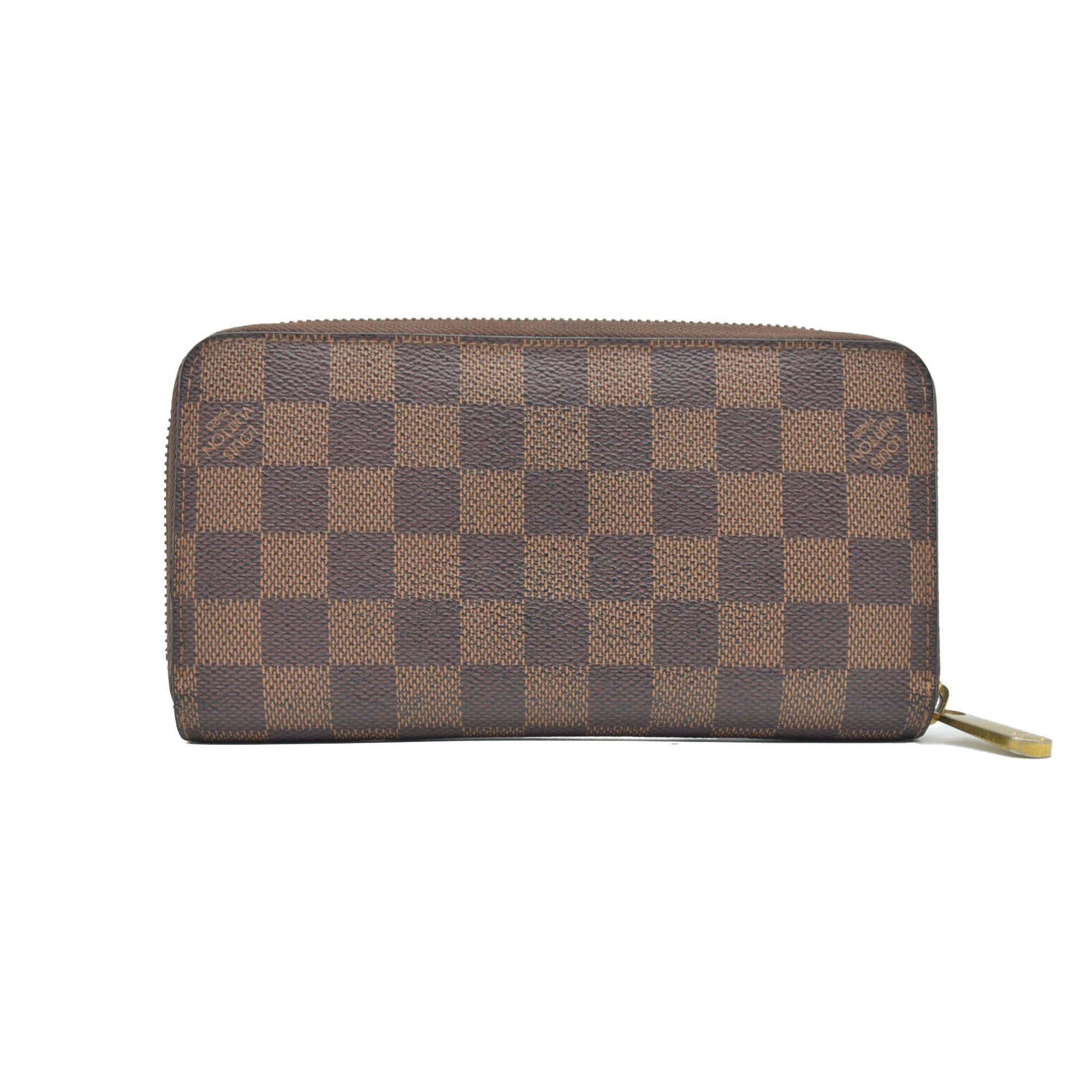 $915 2012 Louis Vuitton Damier Zippy Zip Around Long Wallet Purse Brown MI4182