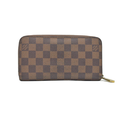 $915 2012 Louis Vuitton Damier Zippy Zip Around Long Wallet Purse Brown MI4182