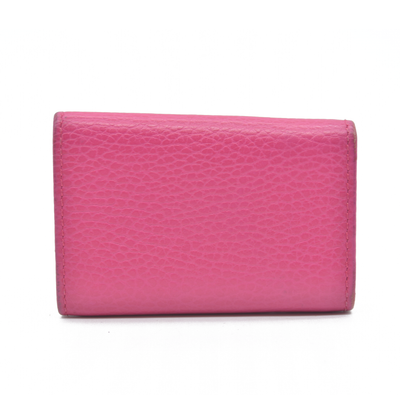 $480 Gucci Dollar Calfskin GG Marmont 6 Key Holder Pink CONSIGNMENT