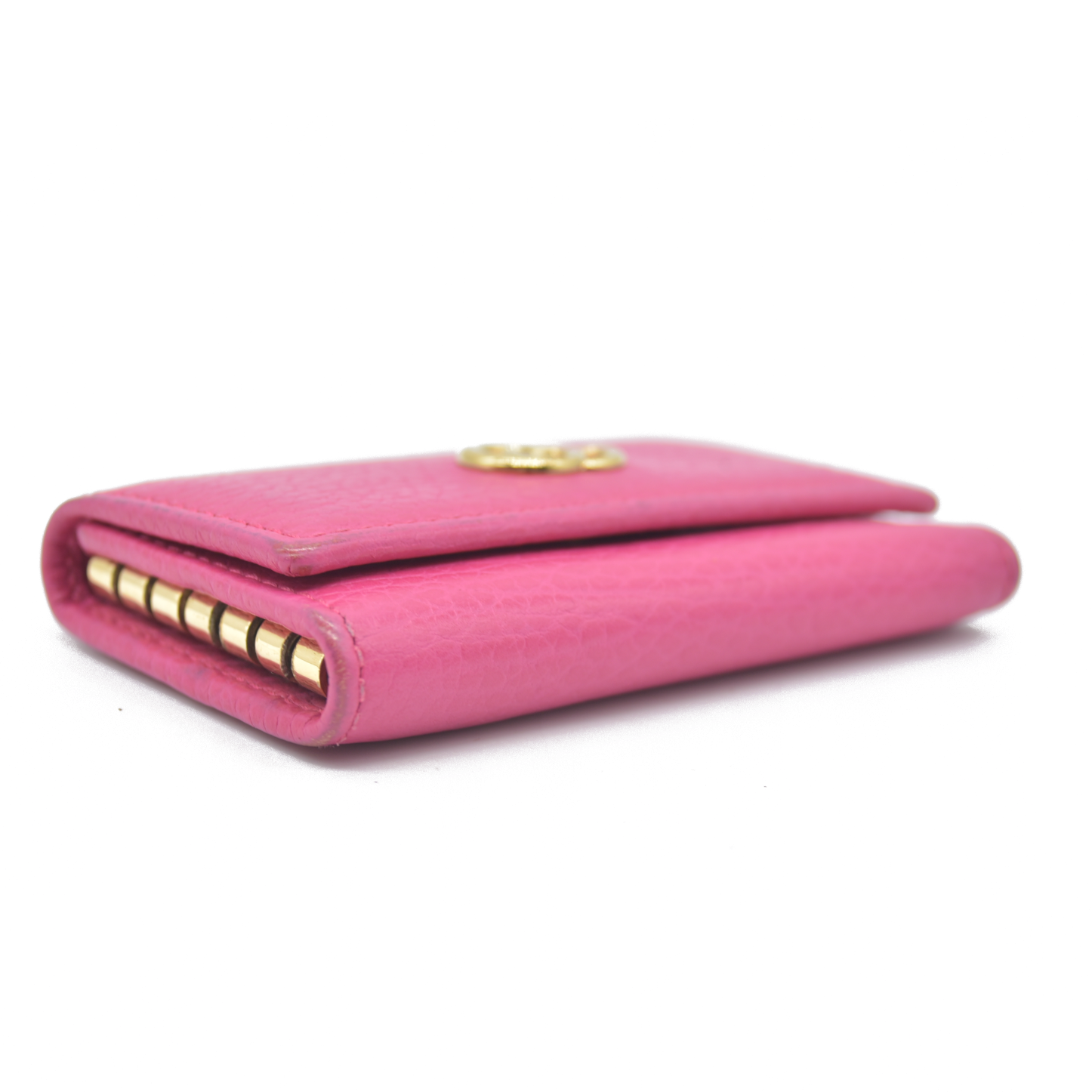 $480 Gucci Dollar Calfskin GG Marmont 6 Key Holder Pink Auction