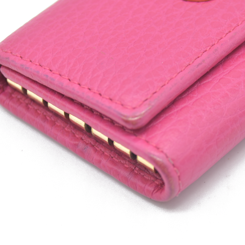 $480 Gucci Dollar Calfskin GG Marmont 6 Key Holder Pink Auction