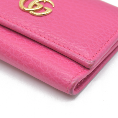 $480 Gucci Dollar Calfskin GG Marmont 6 Key Holder Pink CONSIGNMENT