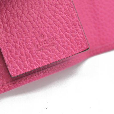 $480 Gucci Dollar Calfskin GG Marmont 6 Key Holder Pink CONSIGNMENT