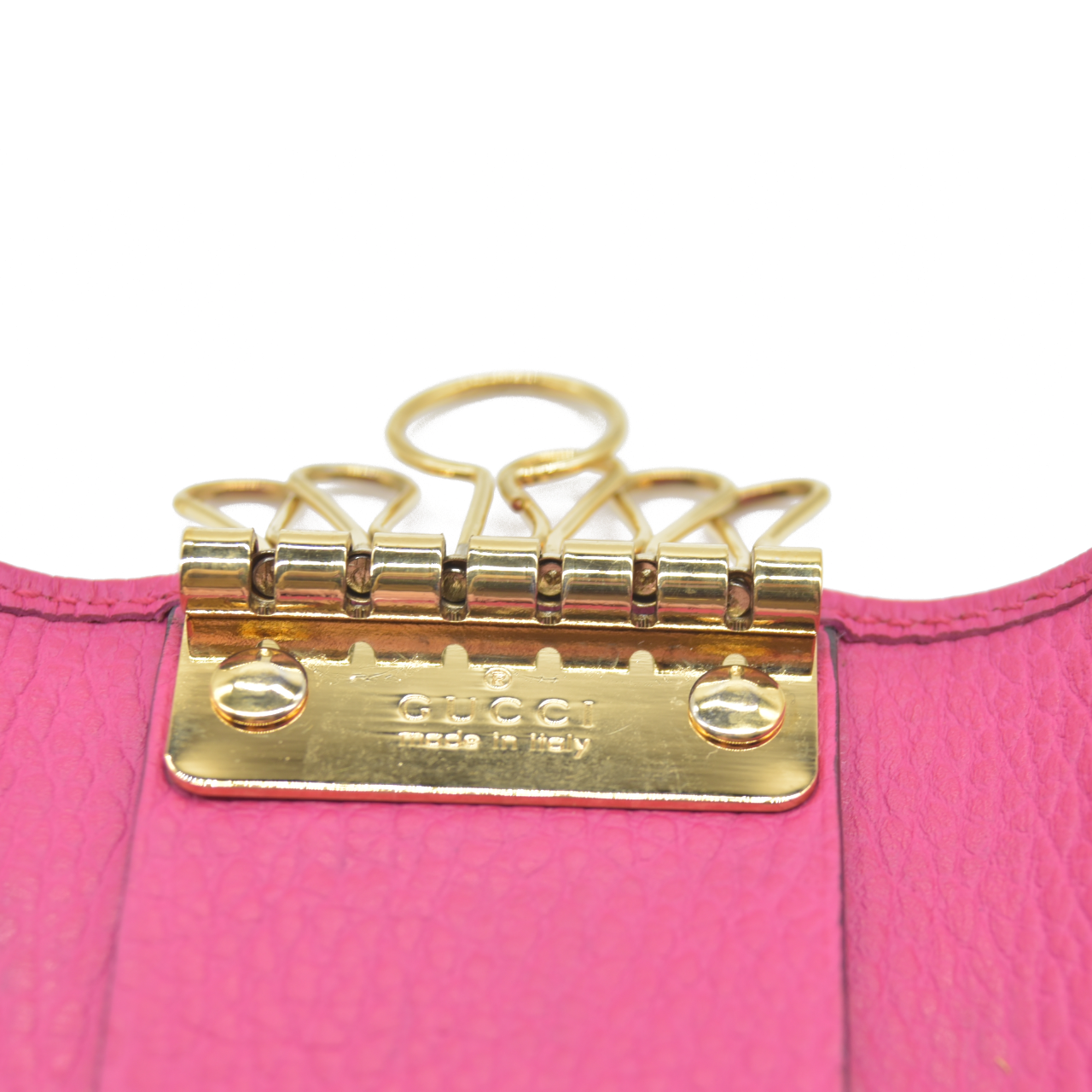 $480 Gucci Dollar Calfskin GG Marmont 6 Key Holder Pink Auction