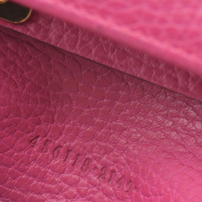 $480 Gucci Dollar Calfskin GG Marmont 6 Key Holder Pink CONSIGNMENT