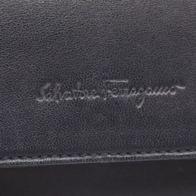 $850 SALVATORE FERRAGAMO Smooth Calfskin Logo Flap Crossbody Bag Black CONSIGNMENT 10021196