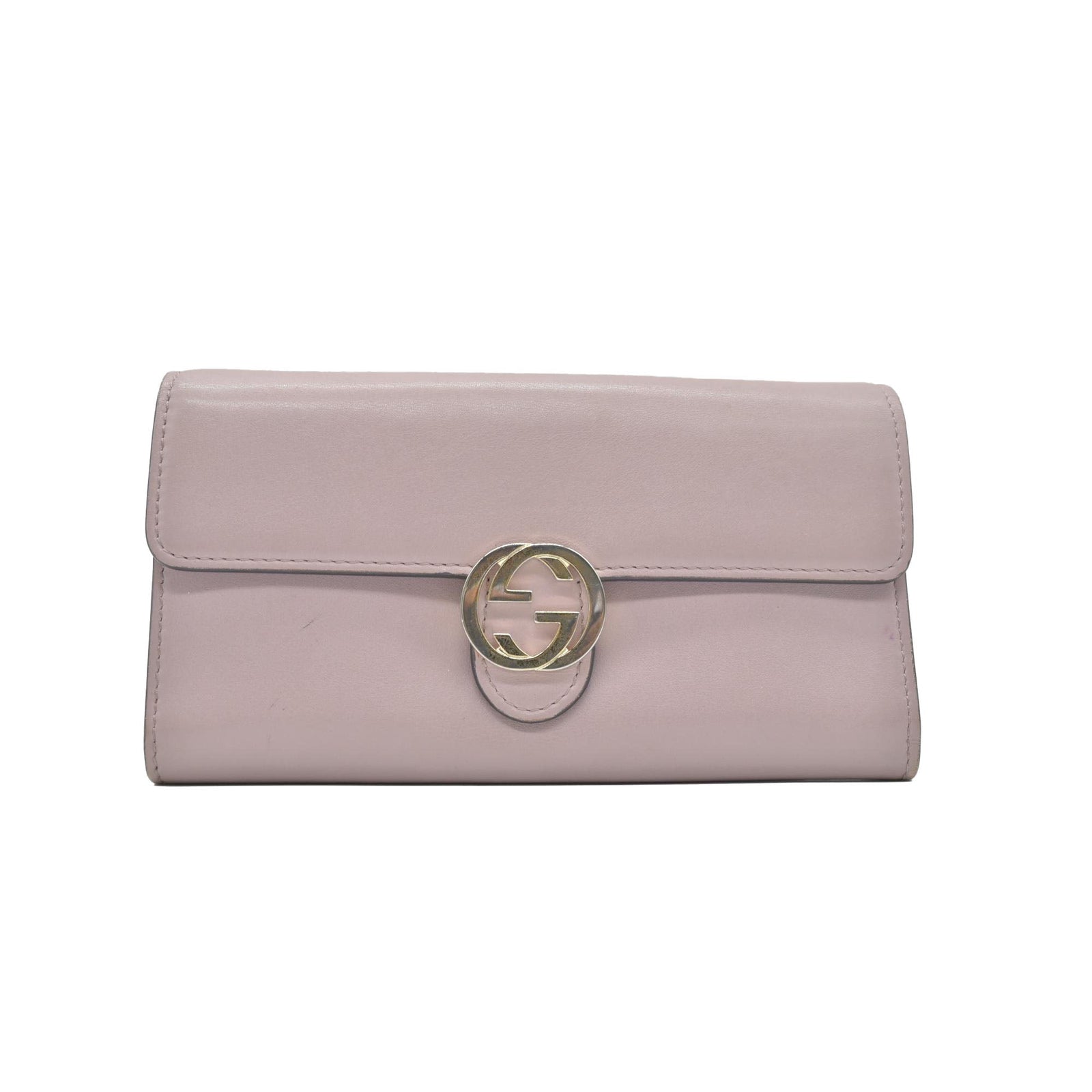 GUCCI GG Interlocking Long Wallet Light Pink CONSIGNMENT
