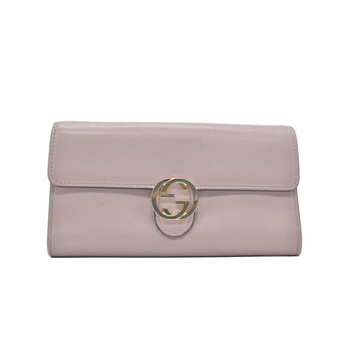 GUCCI GG Interlocking Long Wallet Light Pink CONSIGNMENT