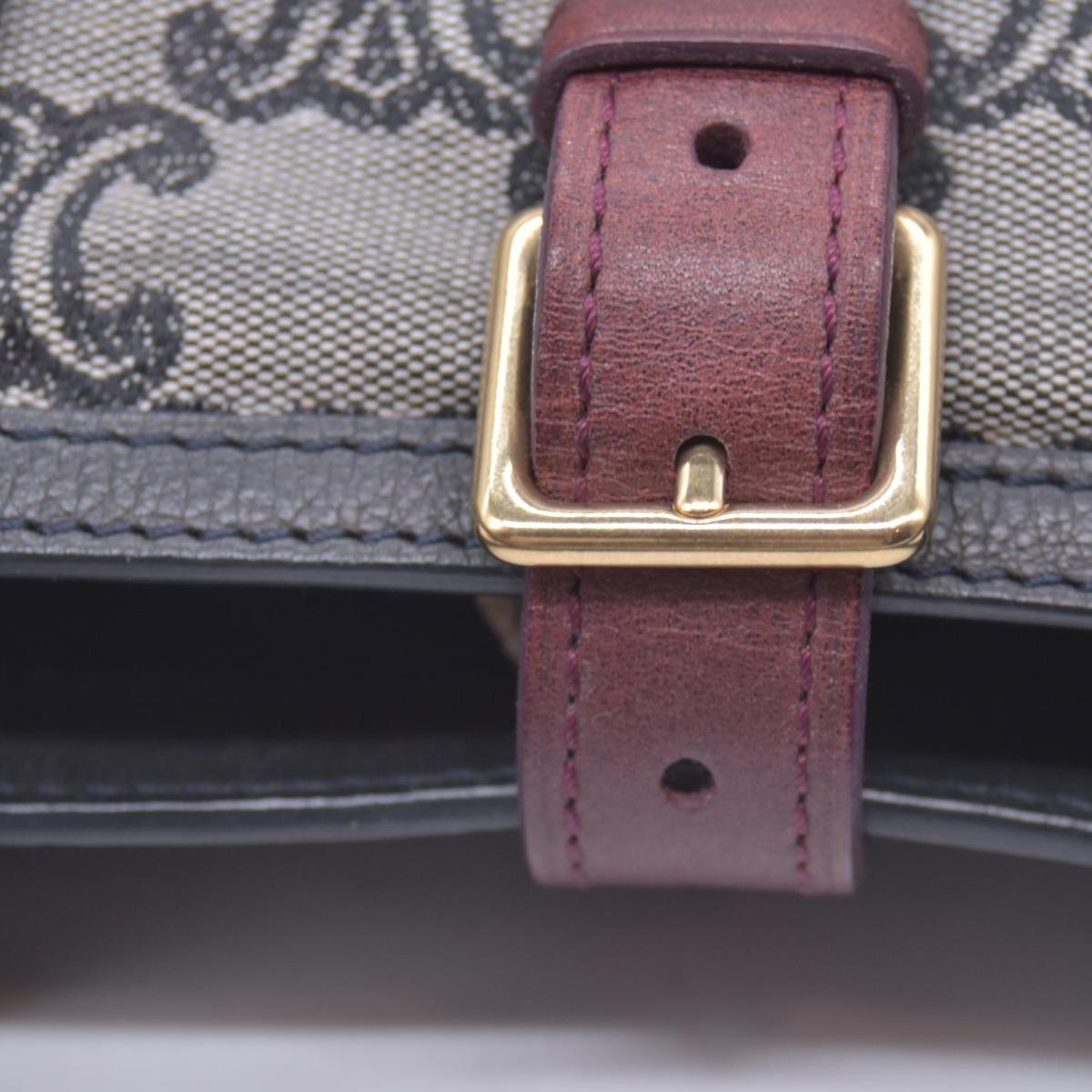 $1150 CELINE Triomphe Canvas & Web Buckle Strap Tote Bag Grey Navy CONSIGNMENT 10021188