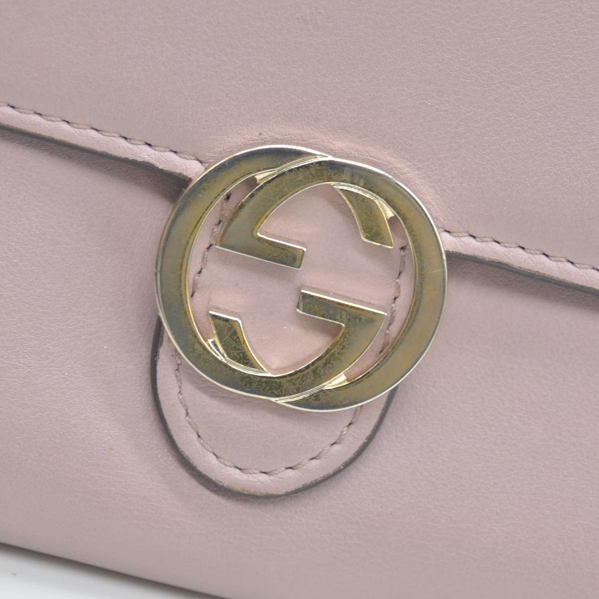 GUCCI GG Interlocking Long Wallet Light Pink CONSIGNMENT