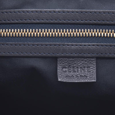 $1150 CELINE Triomphe Canvas & Web Buckle Strap Tote Bag Grey Navy CONSIGNMENT 10021188