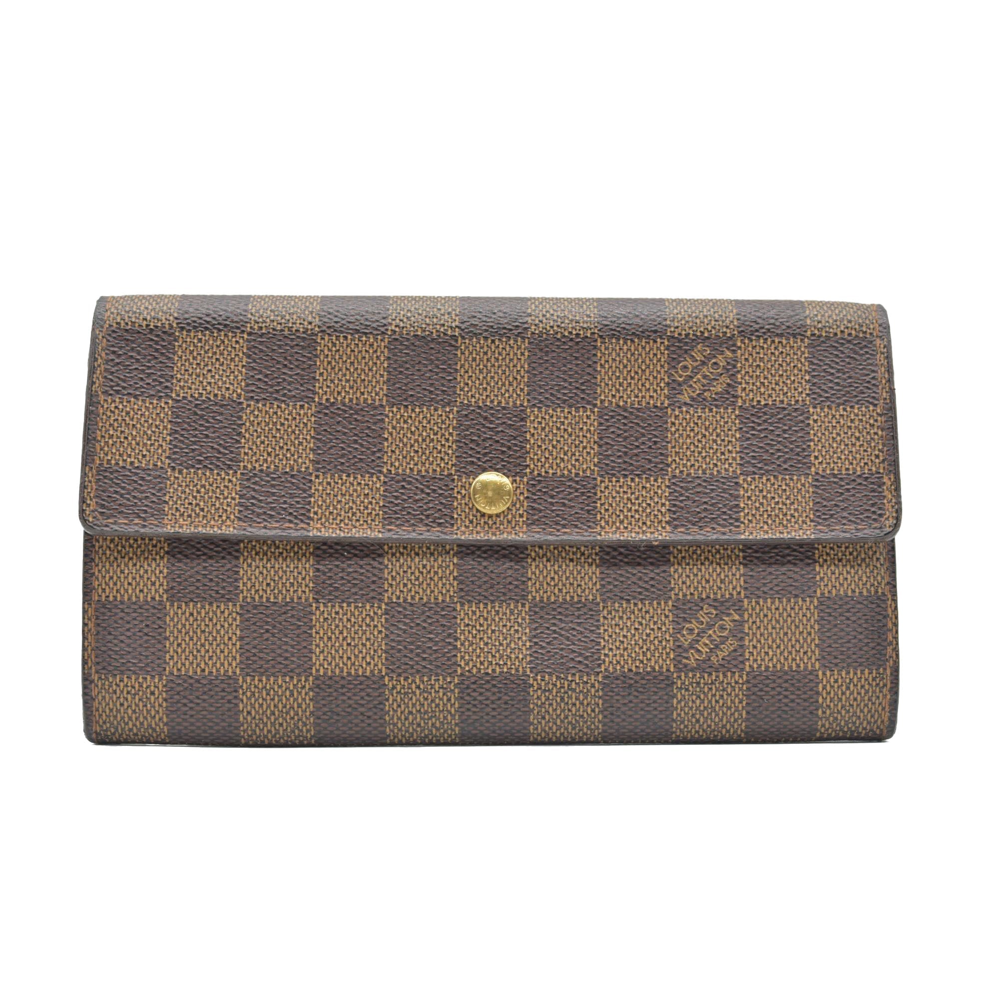 $670 Louis Vuitton Damier Ebene Sarah Wallet CA0075 CONSIGNMENT