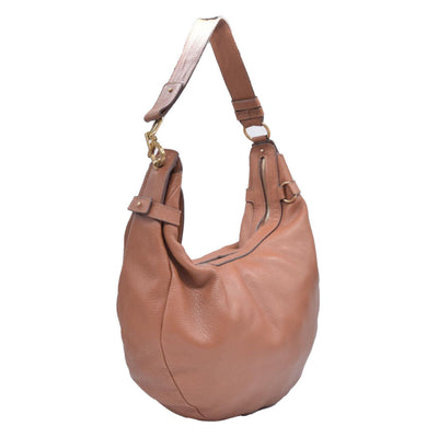 $2100 SALVATORE FERRAGAMO Logo Hobo Hand Bag Leather Brown CONSIGNMENT