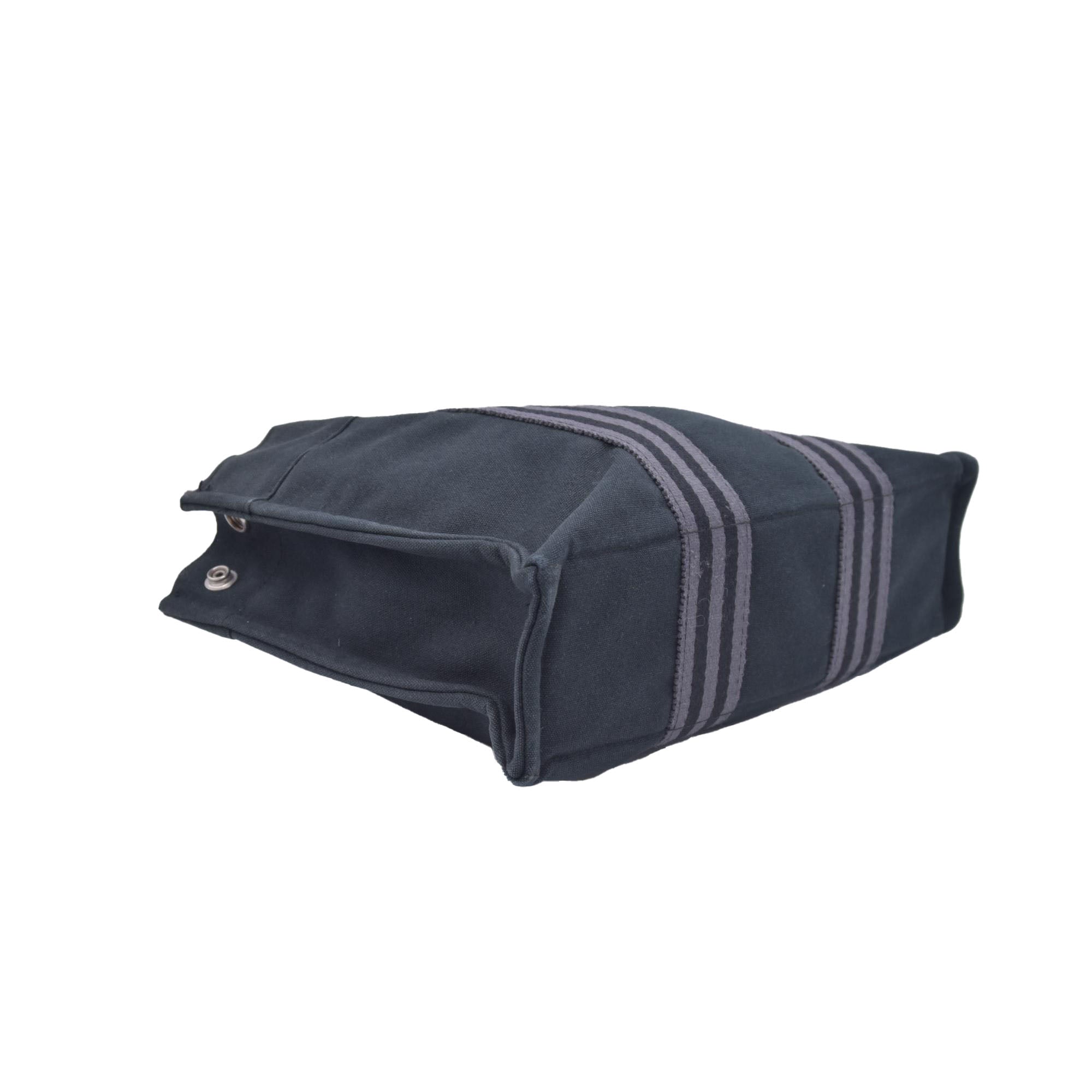 $780 HERMES Toile Fourre Tout PM Black CONSIGNMENT 10021191