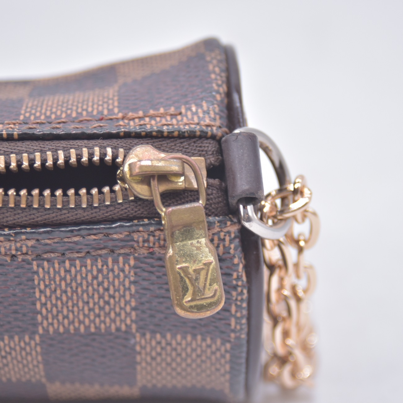 $1560 LOUIS VUITTON Damier Ebene Papillon Pochette MODIFIED