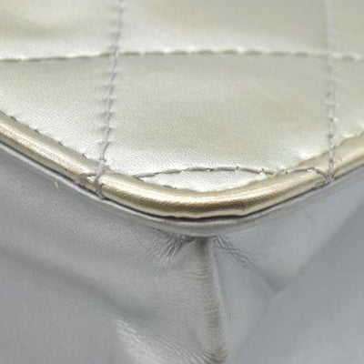 $3000 Chanel  Patent Quilted Golden Class Wallet on Chain WOC Silver