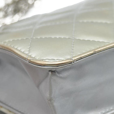 $3000 Chanel  Patent Quilted Golden Class Wallet on Chain WOC Silver
