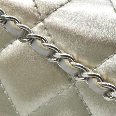 $3000 Chanel  Patent Quilted Golden Class Wallet on Chain WOC Silver