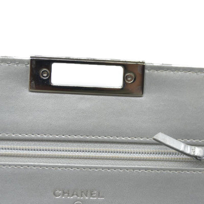 $3000 Chanel  Patent Quilted Golden Class Wallet on Chain WOC Silver