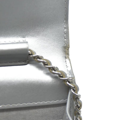 $3000 Chanel  Patent Quilted Golden Class Wallet on Chain WOC Silver
