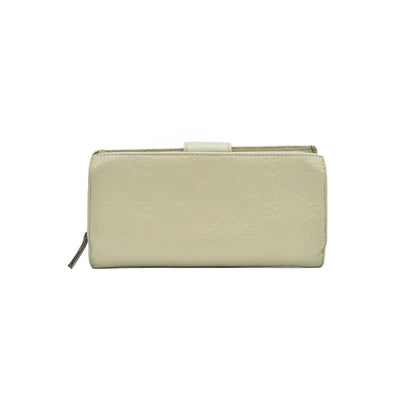 Gucci  GG Signature Leather Continental Wallet in Ivory CONSIGNMENT