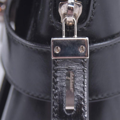 $1150 Salvatore Ferragamo Gancini Shoulder Bag Black CONSIGNMENT 10021180