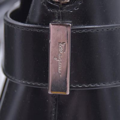 $1150 Salvatore Ferragamo Gancini Shoulder Bag Black CONSIGNMENT 10021180