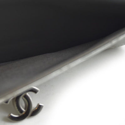 $3000 Chanel  Patent Quilted Golden Class Wallet on Chain WOC Silver