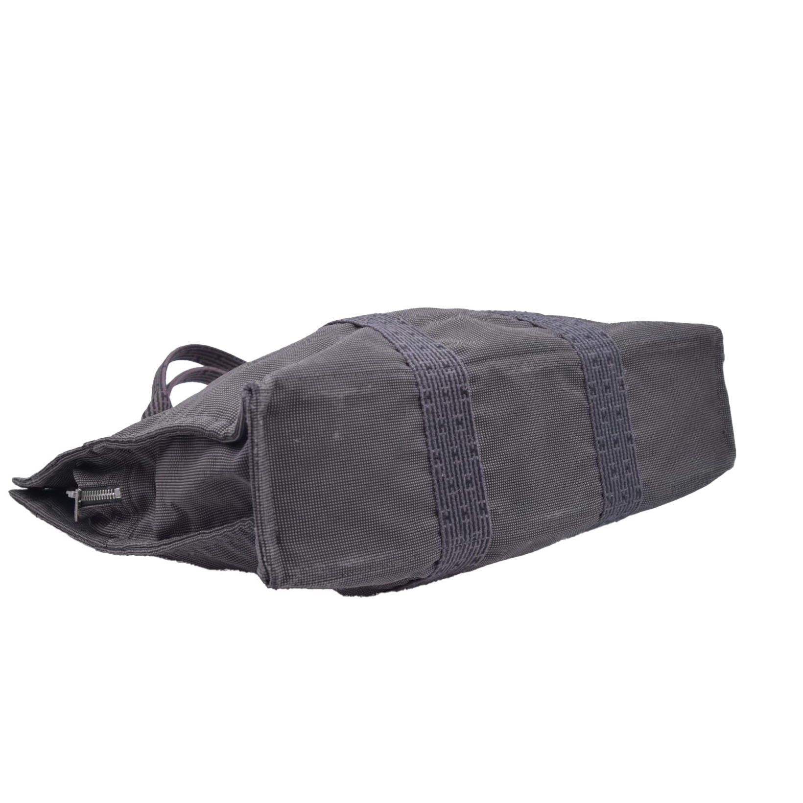 $850 HERMES Toile Herline Tote MM Grey CONSIGNMENT 10021184