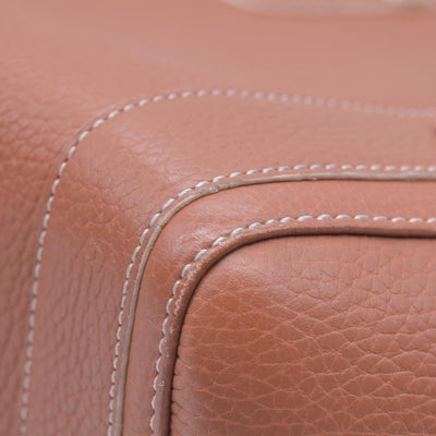 $1250 LOEWE Pebbled Grain Calfskin Buckle Strap Tote Bag Tan CONSIGNMENT 10021195