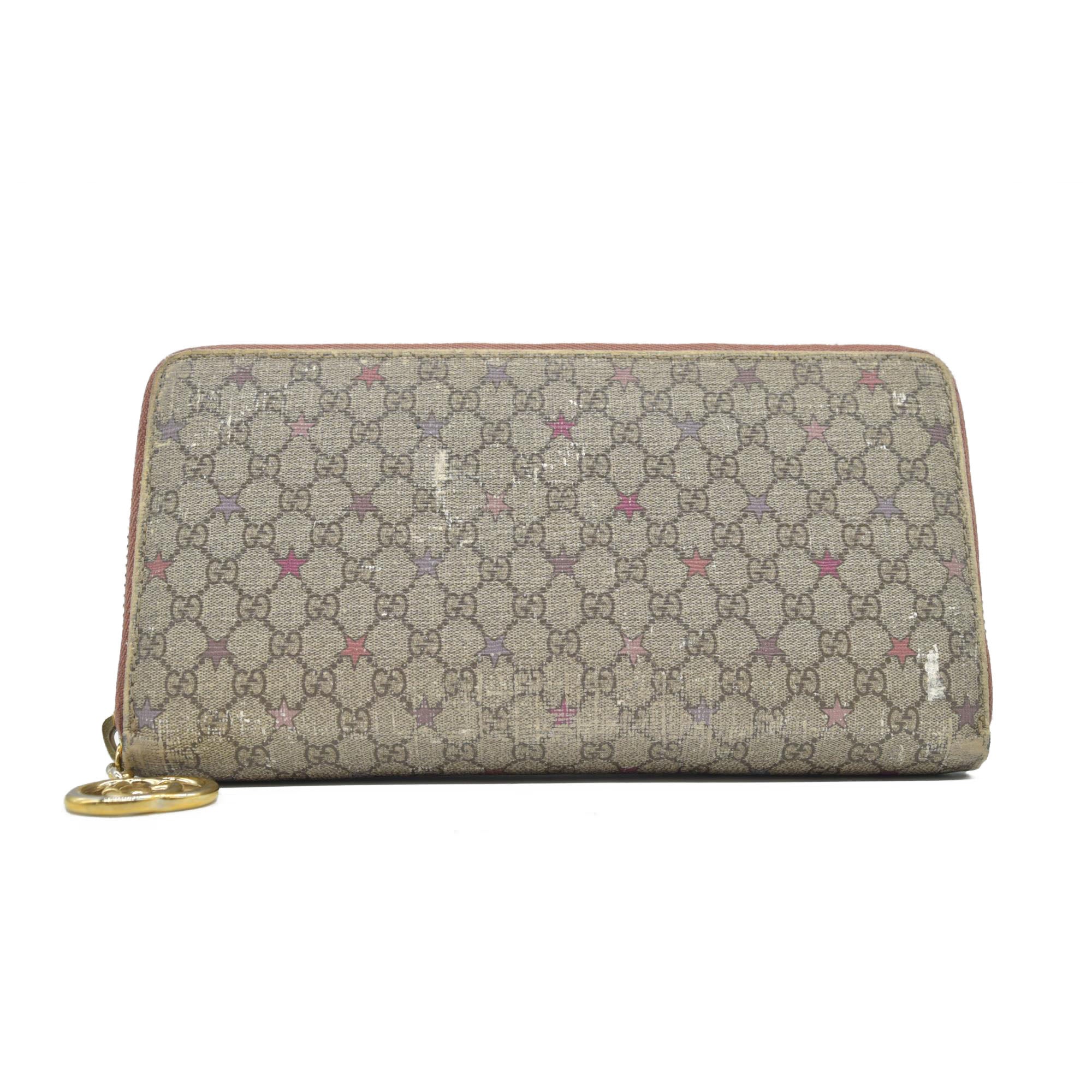 Gucci Micro GG Supreme Stars GG Pierce Zip Around Wallet CONSIGNMENT