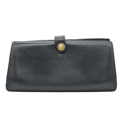 VERSACE Medusa Wallet Black Leather Unisex Bifold Long Wallet with Gold Hardware CONSIGNMENT