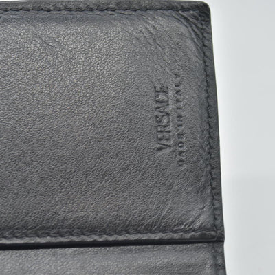 VERSACE Medusa Wallet Black Leather Unisex Bifold Long Wallet with Gold Hardware CONSIGNMENT