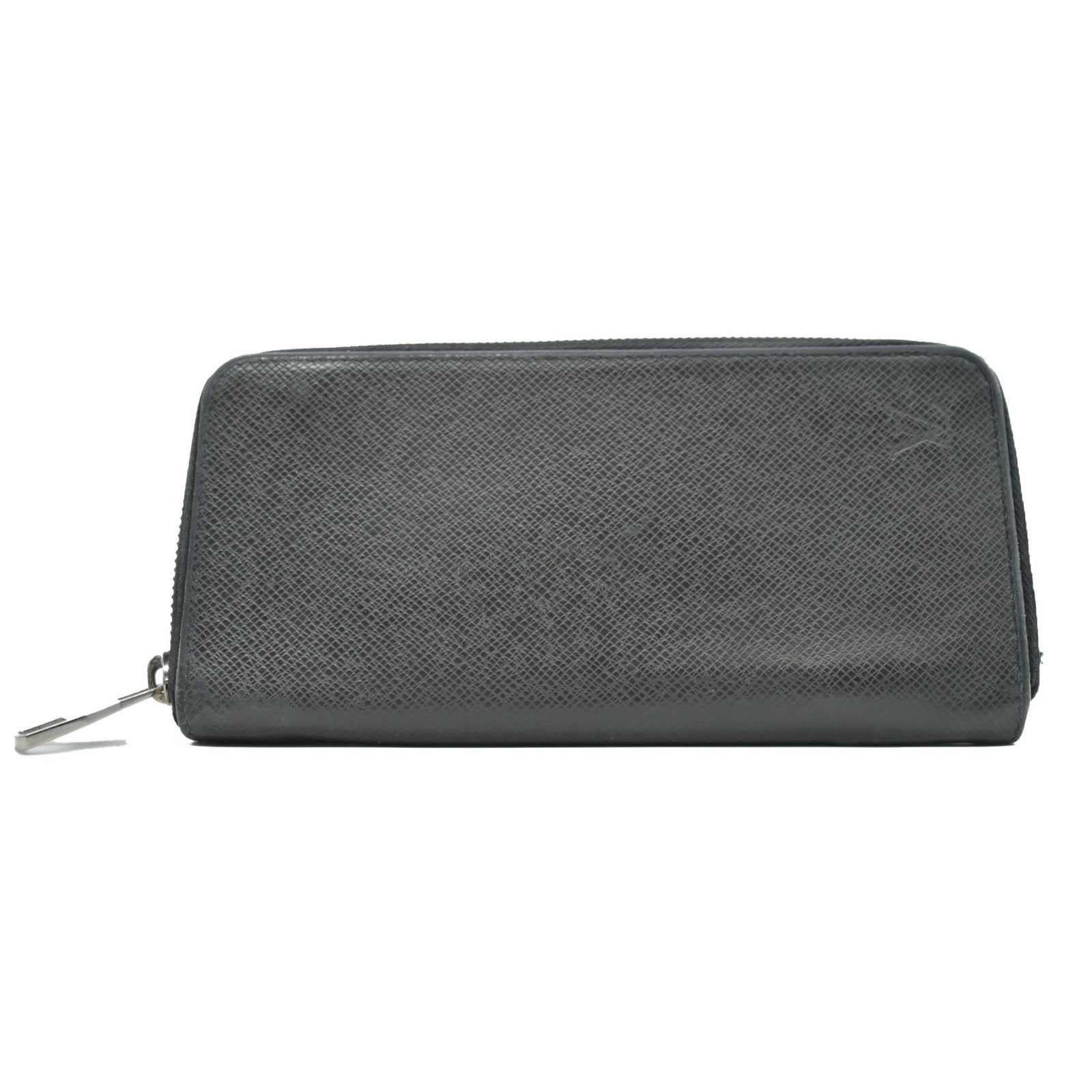$985 2017 LOUIS VUITTON Zippy Wallet Vertical Purse black Taiga CONSIGNMENT CA2127