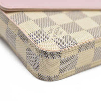AUCTION $1720 Louis Vuitton  Damier Azur Calfskin Pochette Felicie Eau De Rose