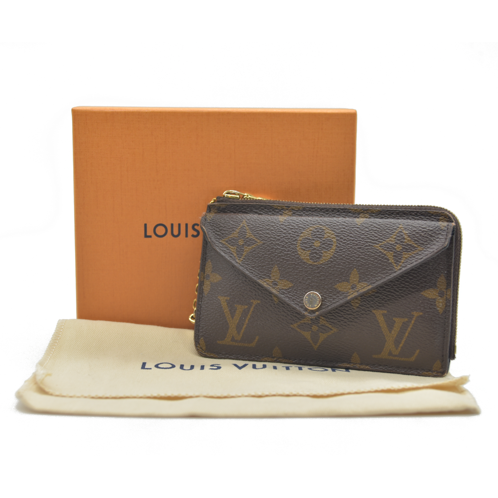 Louis Vuitton  Monogram Recto Verso Card Holder Black RFID Damaged Key Ring