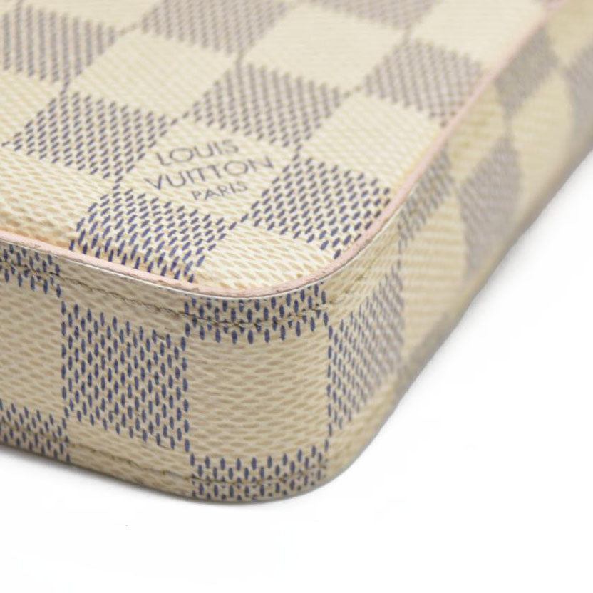 AUCTION $1720 Louis Vuitton  Damier Azur Calfskin Pochette Felicie Eau De Rose