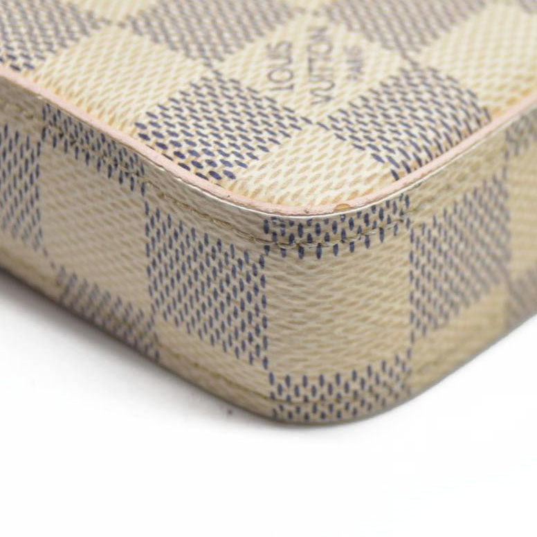 AUCTION $1720 Louis Vuitton  Damier Azur Calfskin Pochette Felicie Eau De Rose