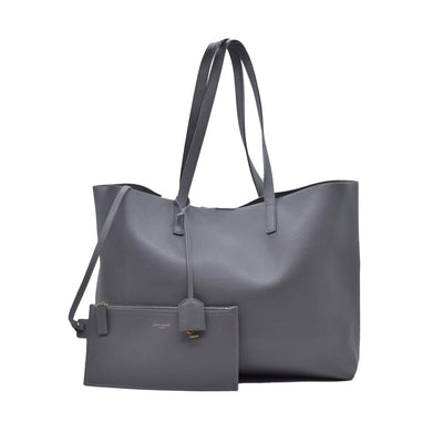 $1350 SAINT LAURENT Calfskin Shopping Toy Tote Grey CONSIGNMENT 10021250