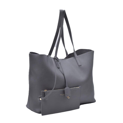 $1350 SAINT LAURENT Calfskin Shopping Toy Tote Grey CONSIGNMENT 10021250