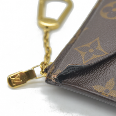 Louis Vuitton  Monogram Recto Verso Card Holder Black RFID Damaged Key Ring