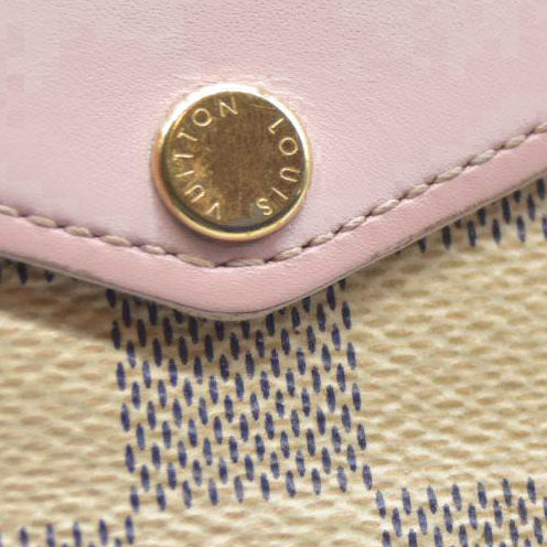 AUCTION $1720 Louis Vuitton  Damier Azur Calfskin Pochette Felicie Eau De Rose