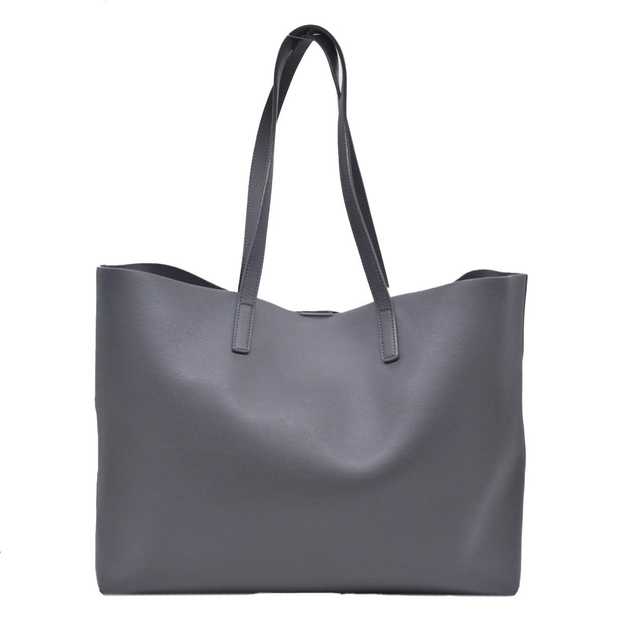 $1350 SAINT LAURENT Calfskin Shopping Toy Tote Grey CONSIGNMENT 10021250