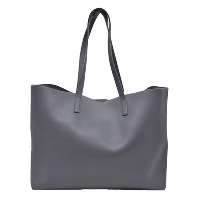 $1350 SAINT LAURENT Calfskin Shopping Toy Tote Grey CONSIGNMENT 10021250