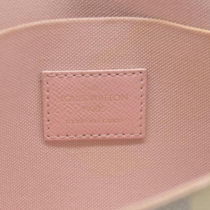 AUCTION $1720 Louis Vuitton  Damier Azur Calfskin Pochette Felicie Eau De Rose